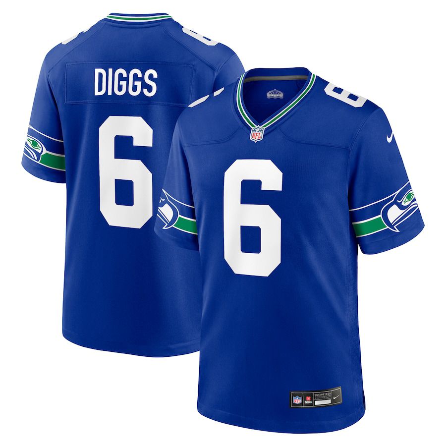 Men Seattle Seahawks #6 Quandre Diggs Nike Royal Throwback Player Game NFL Jersey